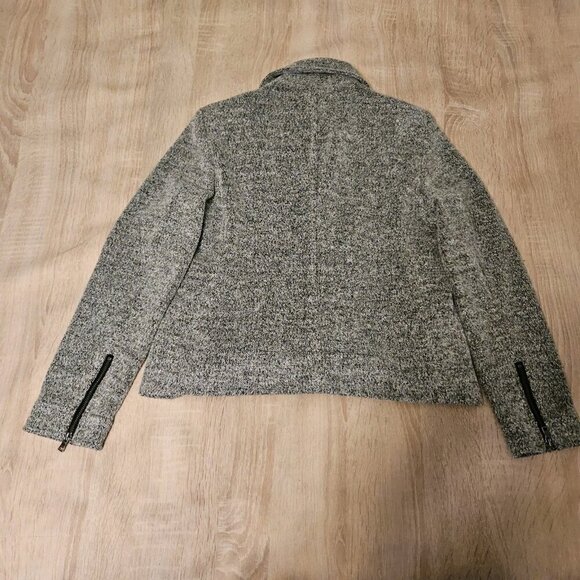 Ann Taylor Loft Peites Size S Gray Moto Zip Short Jacket Lined Office - Picture 3 of 8